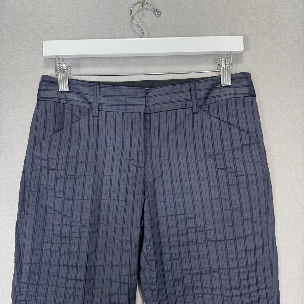 Charles Nolan Dress Pants Womens 2 Blue Pinstripe Low Rise Trouser Y2K Career - Picture 3 of 13